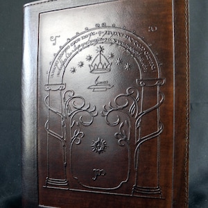 A5 Tolkien - Porte di Durin - copertina A5 in pelle fatta a mano - con libro ricaricabile