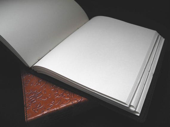 Large Handmade Leather Journal Diary Hand-Tooled Honeysuckle Design 