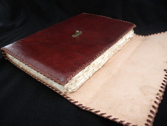 Pages of Handmade Cotton Paper Large Handmade Leather Sketchbook Diary Journal