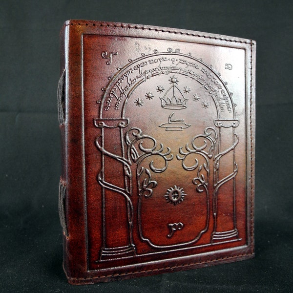 Doors of Durin from Tolkien Lord of the Rings - Handmade Leather Journal Book of Shadows