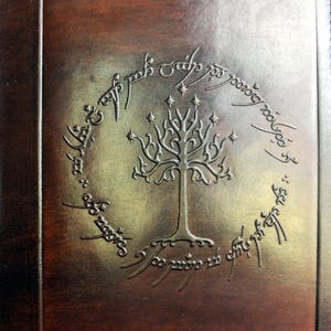 A5 Tolkien - Albero di Gondor - copertina A5 in pelle fatta a mano - con libro ricaricabile