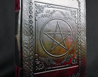 PENTAGRAMMA - Grande diario in pelle fatto a mano Libro delle ombre della Wicca pagana