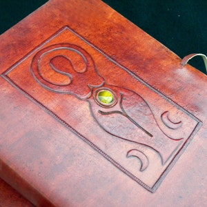 Goddess with TIGER EYE - Pagan Wicca A5 Handmade Leather Journal Book-of-Shadows