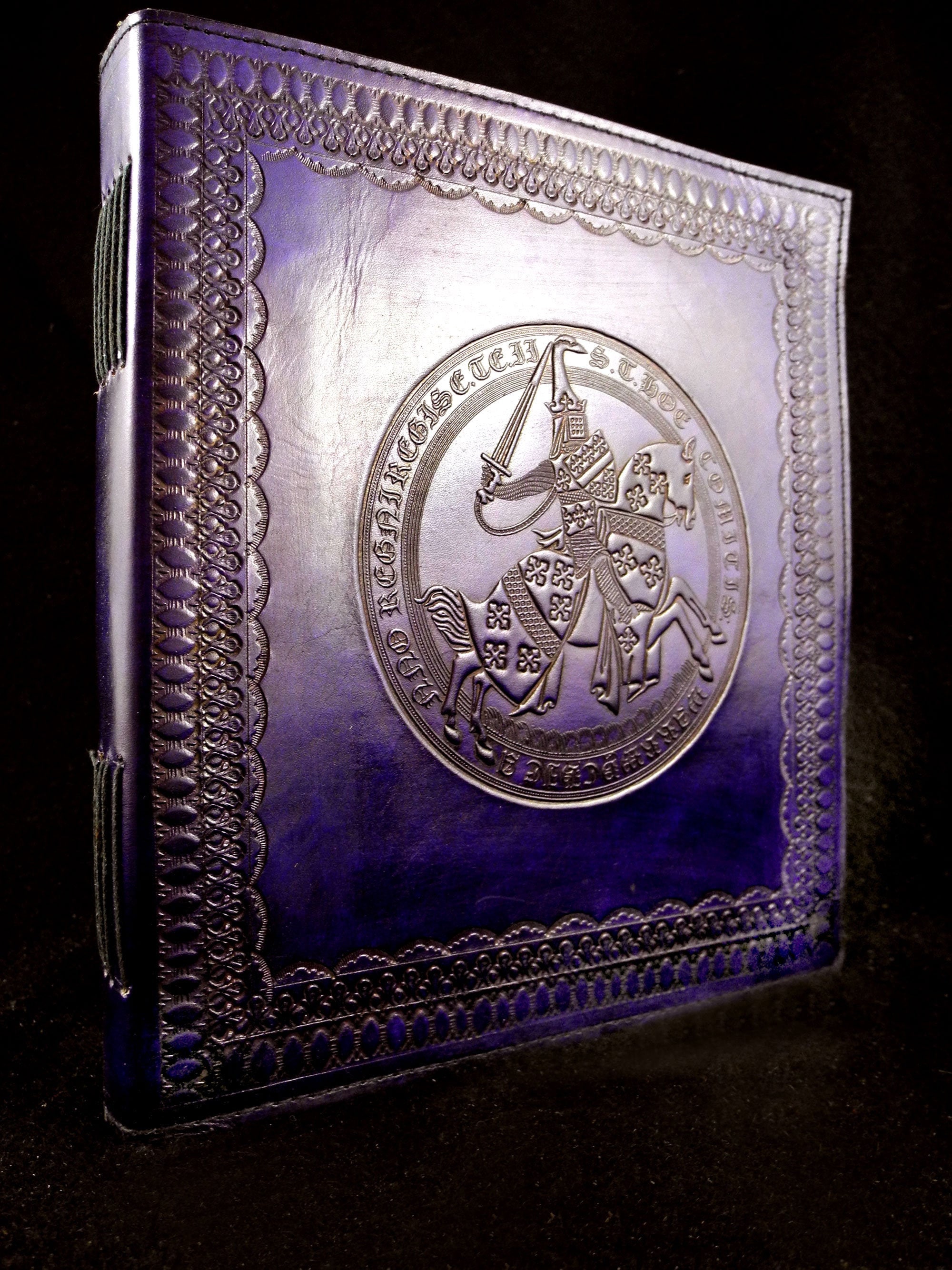 Medieval Knight Journal Diary Guestbook Album - Cover of Hand-Tooled Leather
