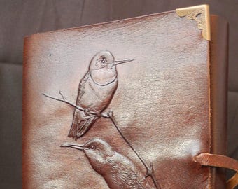 Kleines handgemachtes Leder Journal Tagebuch - für Vogelliebhaber - Colibri Vögel