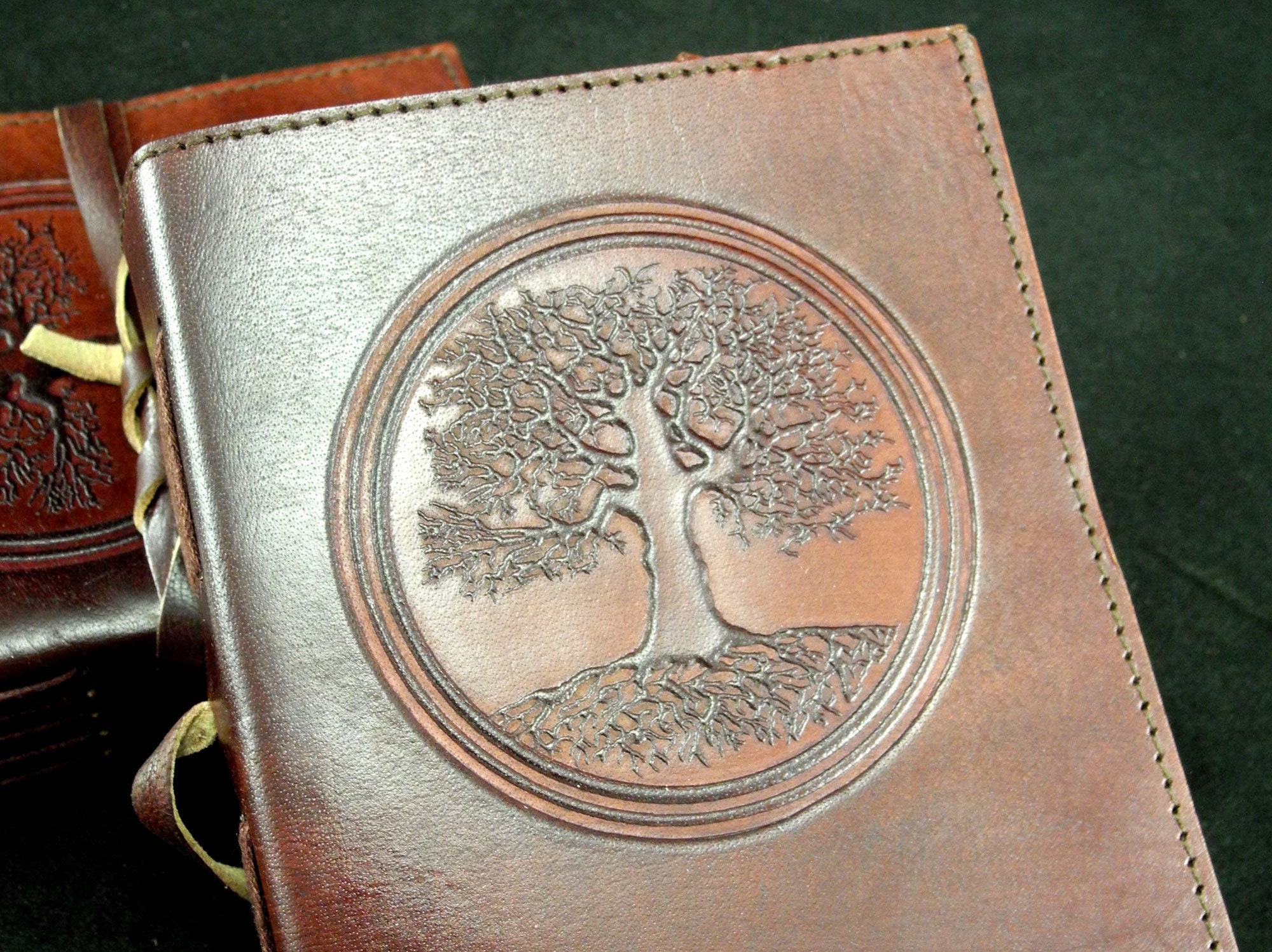 Oak Tree Handmade Leather Journal Diary With Handtooled Etsy