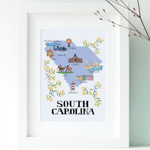 South Carolina Illustrated Map Print