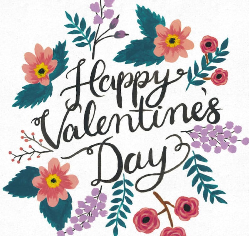 Floral Valentine's Day Card printable - Etsy