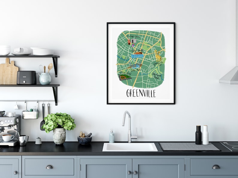 Printable Greenville SC Illustrated Map Poster - Etsy