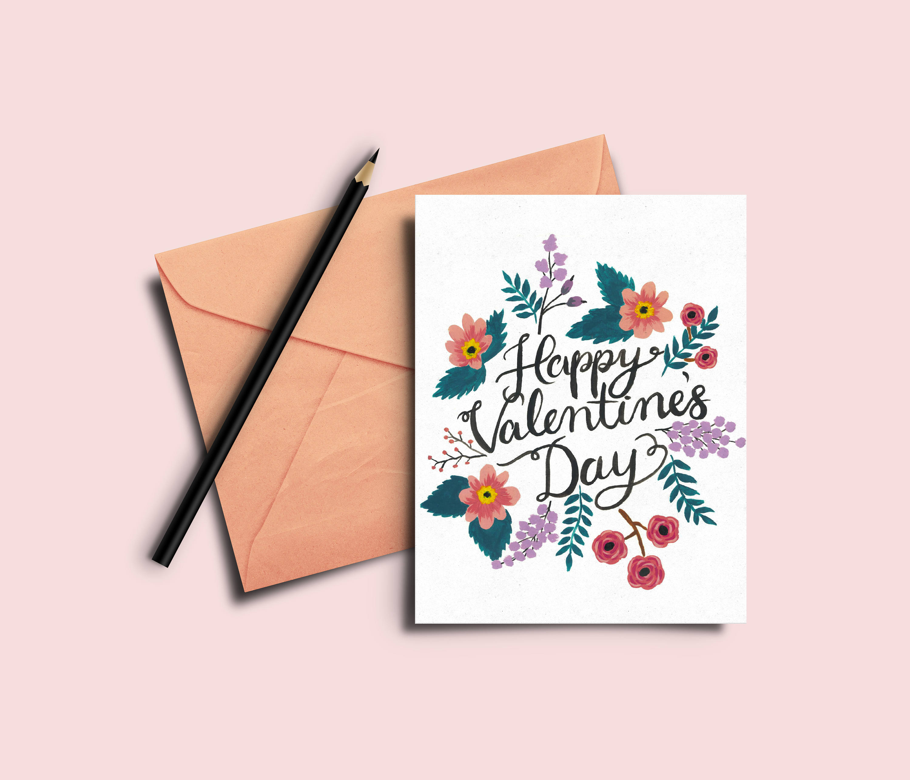 Floral Valentine's Day Card printable - Etsy