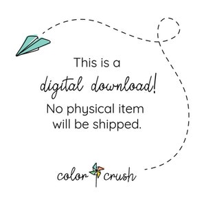 Pu&ograve; includere: Una grafica di download digitale con un aeroplano di carta che vola in un cerchio di linea punteggiata. Il testo recita "Questo &egrave; un download digitale! Nessun articolo fisico verr&agrave; spedito. color crush"