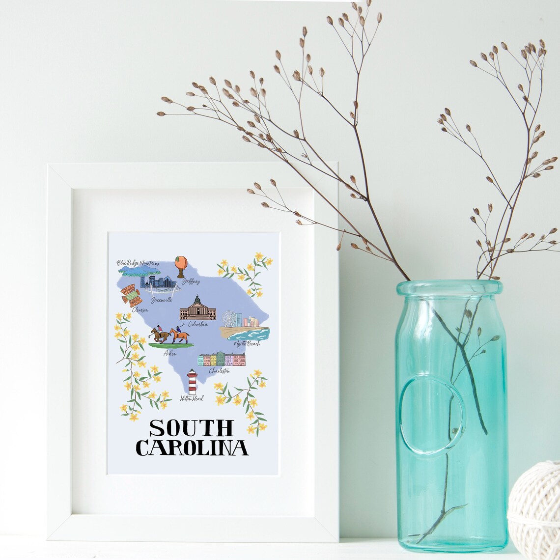 Printable South Carolina Map Illustration Illustrated SC Map Printable South Carolina Map Illustration Illustrated SC Map