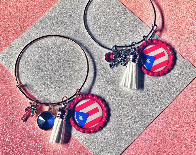 Puerto Rico Charm Expandable Bracelets Puerto Rico Charm Bracelet Charm Bangles Adjustable Charm Bracelets