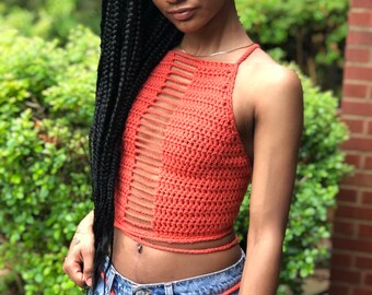 Crochet Halter top, Bikini top, Beachwear, Crop top, Summer top,