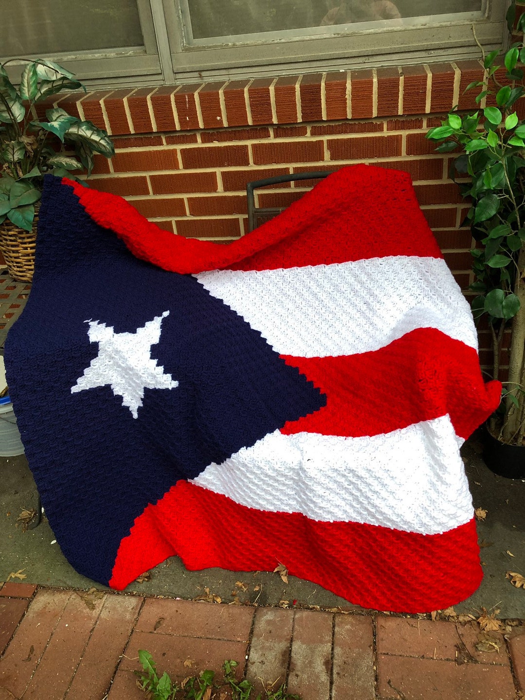 Puerto Rico Flag Crochet Afghan Blanket Throw Etsy