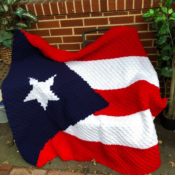 Puerto Rico Flag, Crochet afghan, Blanket, Throw