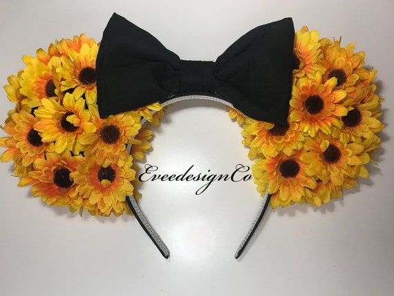 Disney Sunflower Minnie Ears with Yellow Bow Disney-Sunflowers Yellow Bow Sunny Minnie Mouse Ears +  main image 3
