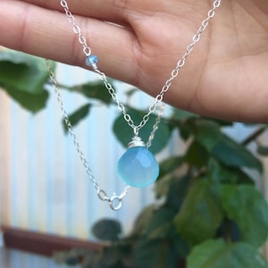 Aqua blue chalcedony necklace