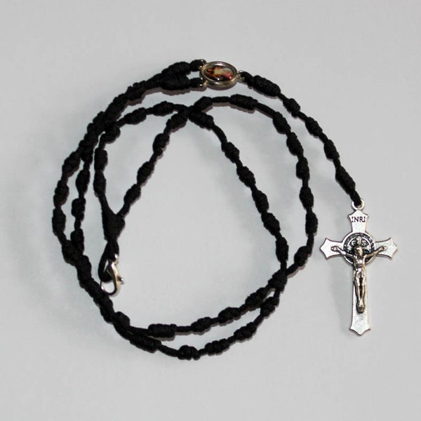 Knotted Cord Rosary whit St. Benedict metal Cross