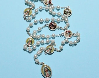 Servite Rosary Our Lady of The Seven Sorrows White beads Mater Dolorosa, Chaplet of Seven Sorrows, Dolor Rosary, Seven Sorrows Rosary, Dolor