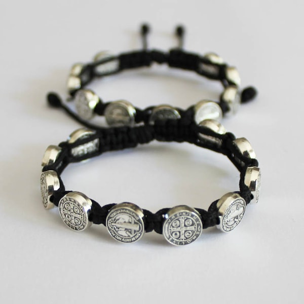 Two St.Benedict Black cord Childrens Bracelet handmade in Medjugorje Bracelet for Children