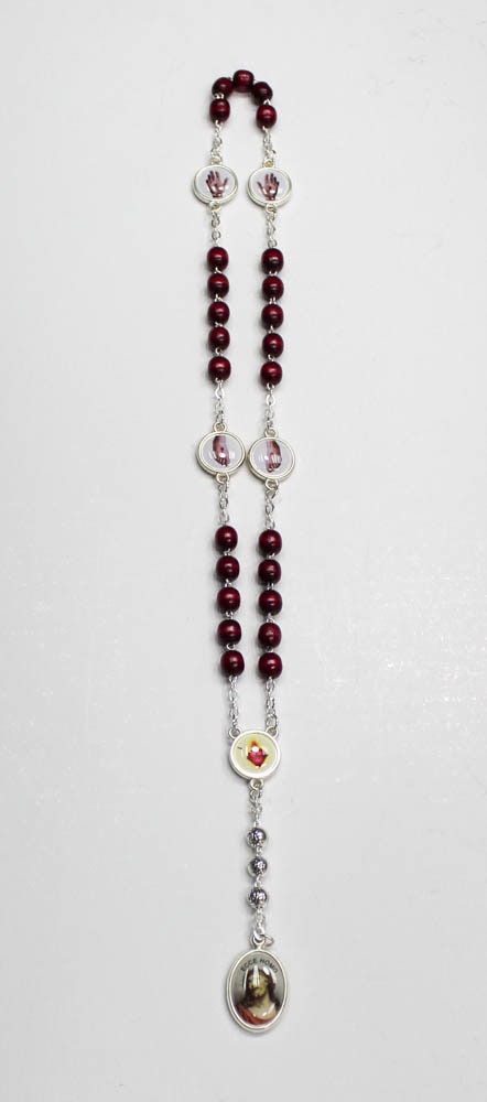 Chaplet of the Five Holy Wounds of Jesus Christ, Rosary Made of Wood ...