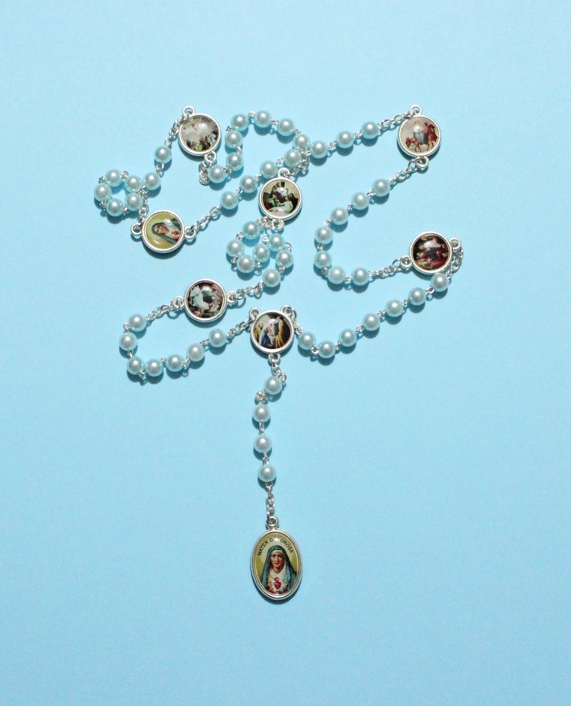 Servite Rosary Our Lady of the Seven Sorrows Light Blue Bead Rosary ...