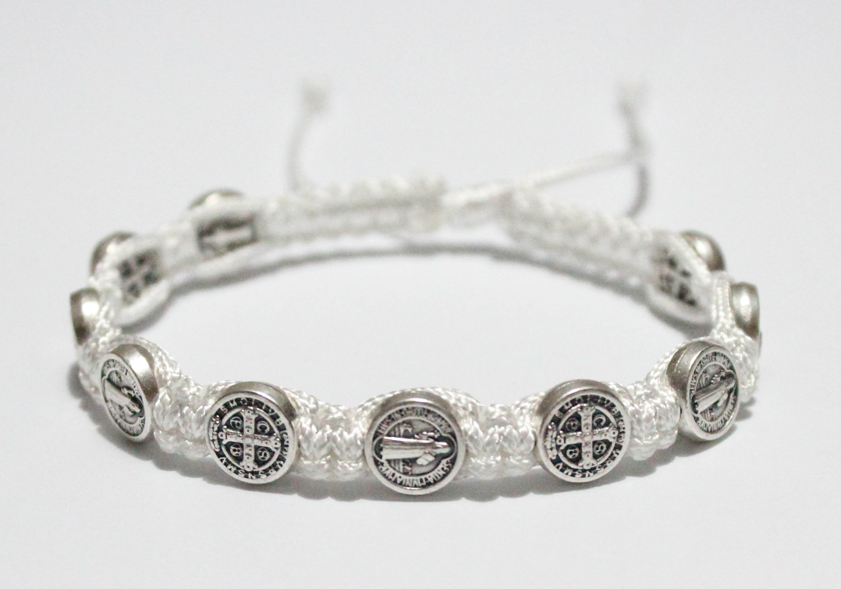 4Pcs Saint Benedict Medal Bracelets - Adjustable Stone Beaded Protection Jewelry