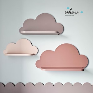 Estantería de nubes, Estantería para habitación de bebé, Habitación infantil, Decoración de pared, Decoración para dormitorio, Estantería de madera, Decoración, Arte de pared de nubes