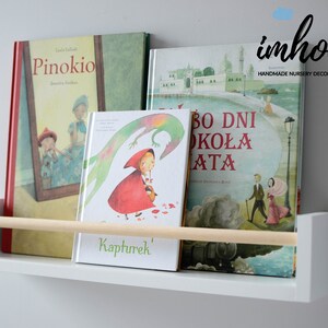 Book shelf, book ledge, floating shelf, picture ledge, kids room, toddler room, children's room, wooden shelves image 2