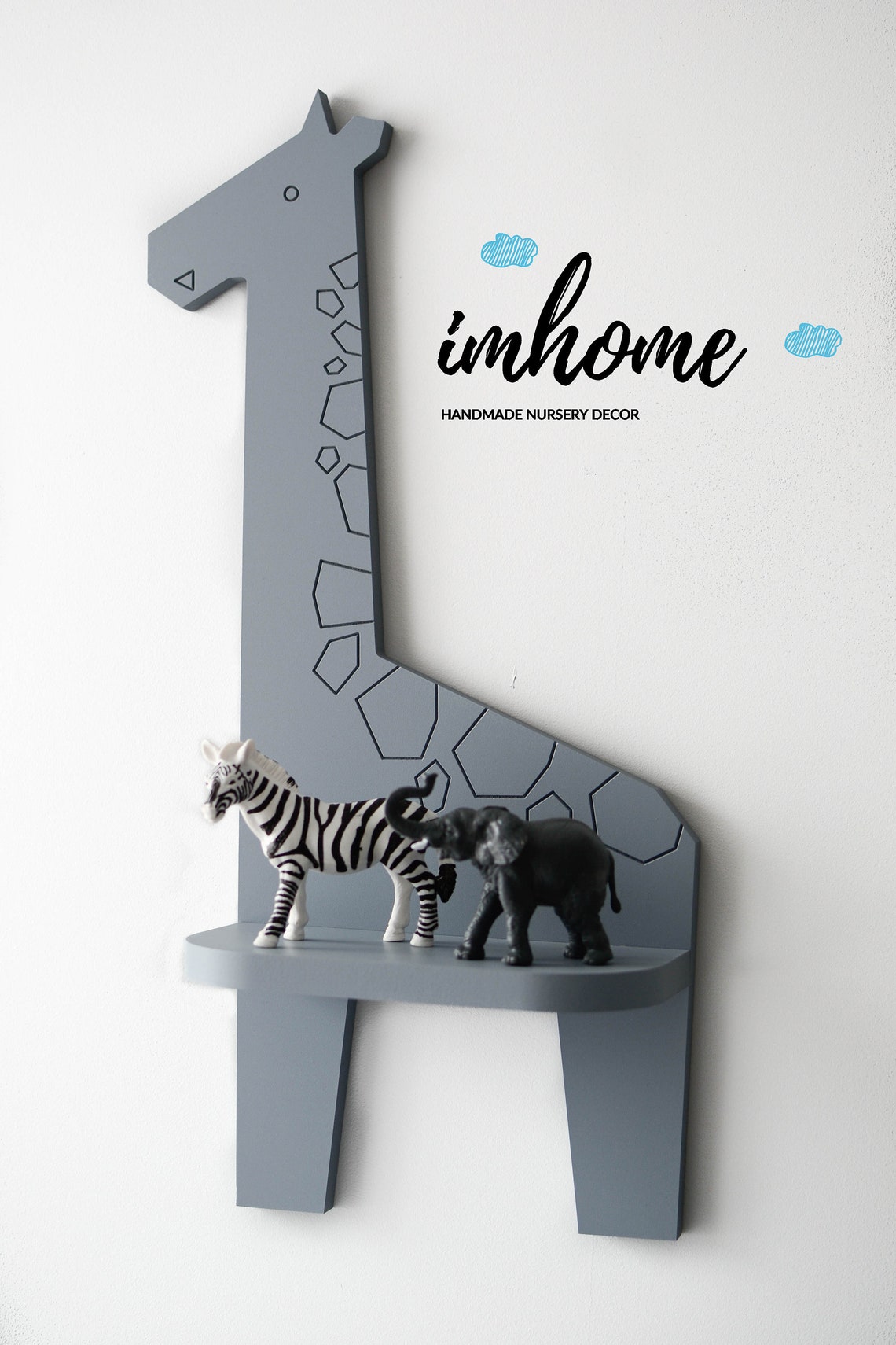 Giraffe Shelf Animal Shelves Wooden Giraffe Wooden Shelf Etsy