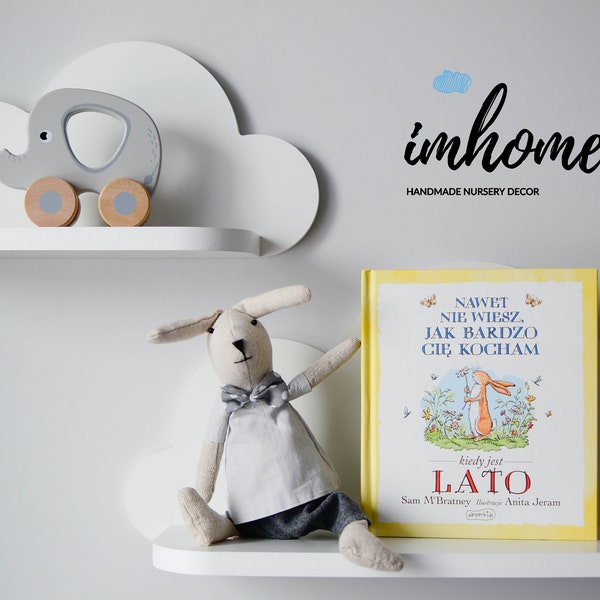 Set di 2 mensola nuvola, mensola nuvola, mensola per bambino, decorazione della parete della scuola materna, camera dei bambini, decorazioni murali, nuvola bianca, mensola in legno, decorazione