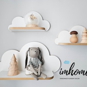 Lot de 3 étagères nuage, étagère pour bébé, décoration murale pour chambre de bébé, chambre d'enfant, décoration murale, nuage blanc, étagère en bois, décoration image 5