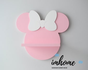 Minnie Mouse Shelf, Shelf For Baby Nursery, Kids Room, Wall Decorations, Decorations for Bedroom, Wooden Shelf, Decor