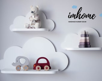 Set of 3 Cloud Shelf, Cloud Shelf, Shelf For Baby, Nursery Wall Decor, Kids Room, Wall Decorations, White Cloud, Wooden Shelf, Decor