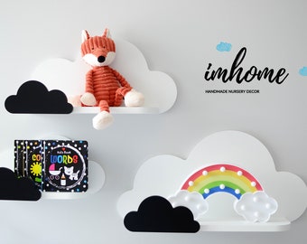 Wolkenregal mit kleiner Wolke auf der Vorderseite, Regal für Babyzimmer, Kinderzimmer, Wanddekoration, Dekoration für Schlafzimmer, Holzregal, Deko