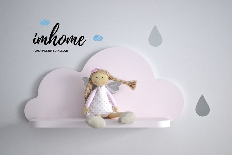 Cloud Shelves Wall Shelf For Nursery Artwork Decoration Baby Wooden White