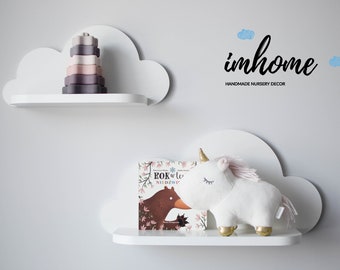 Set of 2 Cloud Shelf, Cloud Shelf, Shelf For Baby, Nursery Wall Decor, Kids Room, Wall Decorations, White Cloud, Wooden Shelf, Decor