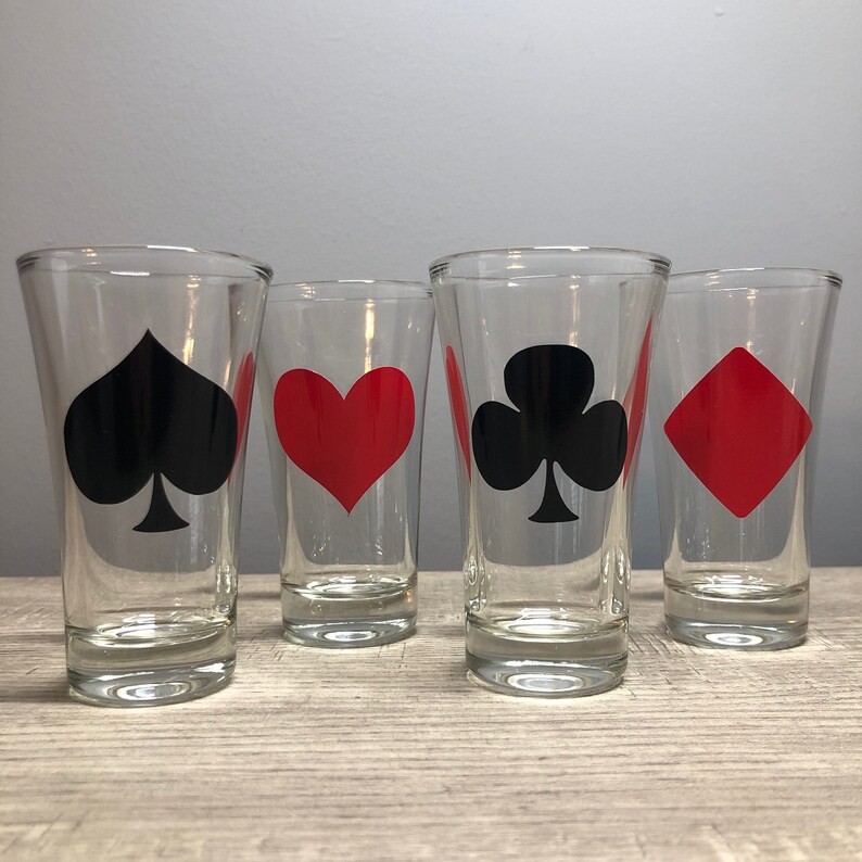 Card Suits Shot Glasses Poker Shot Glasses Cards Shot Glass | Etsy