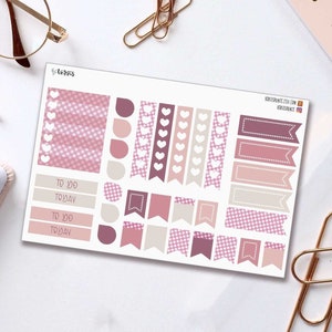 Functional Planner Stickers, Pink Flags, Banners, Checklist and Sidebars Stickers, Picnic Planner Sticker Set, Pink Gradient Planner