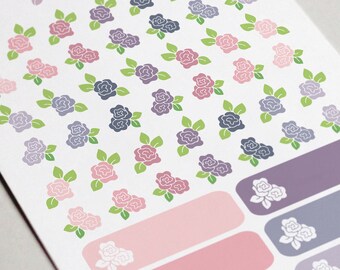 Bloemenstickers, rozenstickers, decoratieve bloemenstickers, handgetekende stickers, plannerdecoratie, planneraccessoires