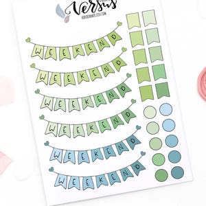 Adesivi per pianificatore settimanale, adesivi per intestazioni del fine settimana, accessori per pianificatore, adesivi per scrapbooking