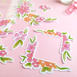 Adesivi Floreali per Planner, Sticker Floreali Acquerello, Cornici Fiorite Adesive, Decorazioni Scrapbooking