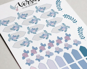 Floral Stickers, Roses Stickers, Decorative Flowers Stickers, Hand-Drawn Stickers, Planner Decoration, Planner Accessories