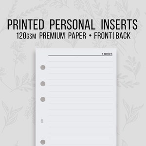 Inserti STAMPATI Per Agende a 6 Anelli, Refill per Planner Personal, Stile Minimal, Pagine a Righe, Fronte e Retro