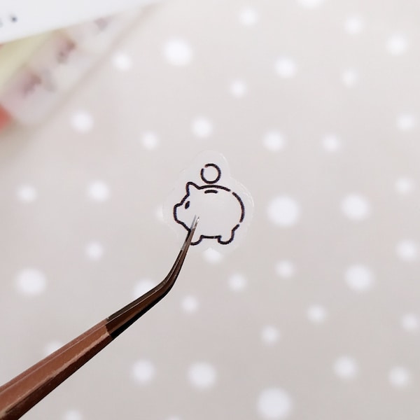 Piggy Bank Clear Icon Sticker, Functional Mini Planner Stickers for Finances and Savings Trackers