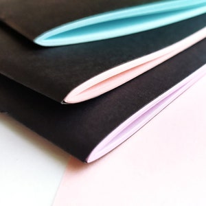 Set 3 Notebooks, Hand-stitched Inserts, 60 Pastel Colors Pages, Dotted, Lined, Grid, Plain, Multi-Color Refills