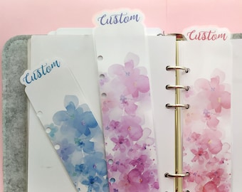 Custom Planner Page Marker, Floral Bookmark, Custom Tab for A5, Personal and Pocket Ringbound and Discobound Planners