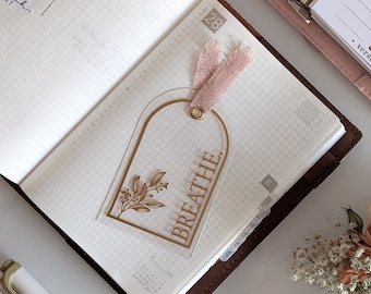 Planner Card in PVC Trasparente e Vinile Oro Opaco, Segnalibro Minimalista ed Elegante, Decorazione Agenda