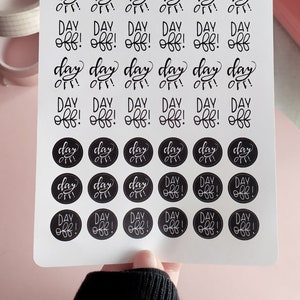 Sticker Day Off, Adesivi Giorno di Riposo per Agenda, Hand-Lettered Stickers, Adesivi Funzionali